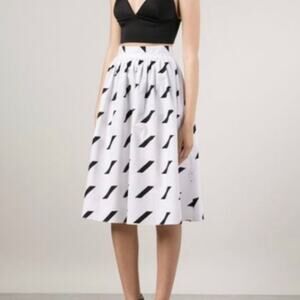 TANYA TAYLOR -NWT- Gwen Striped Flare Skirt Black White | 6‌‌‌‌‌‌‌‌‌‌